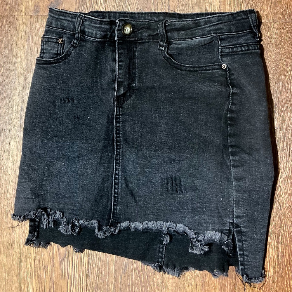 Black denim skirt